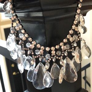Statement Crystal, CZ Chandelier Necklace NWOT